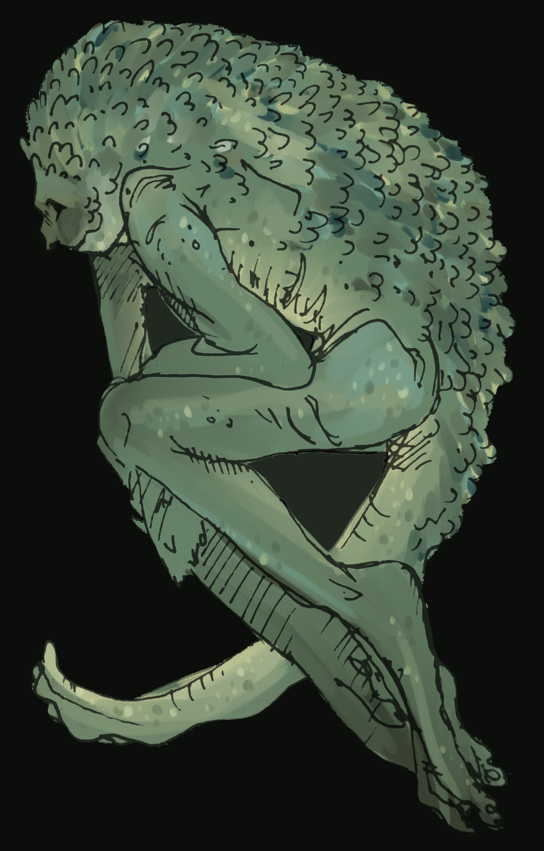 A gillman curled into a casual fetal position. I think that's the best way to describe this. Done by me (Gillman)